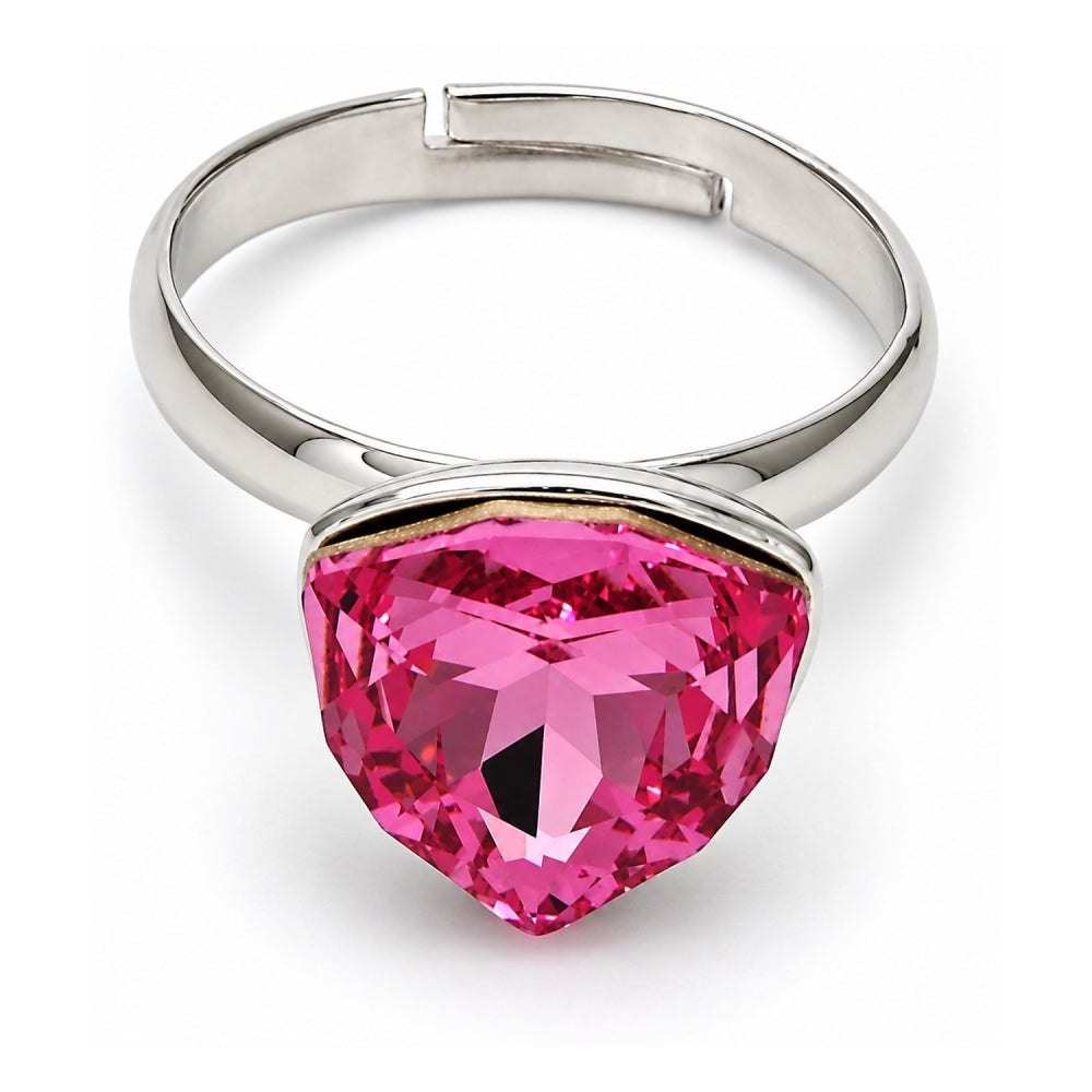 White Gold Filled Multi Stone Ring, with Rose Swarovski Crystals, Polished, Rhodium Finish