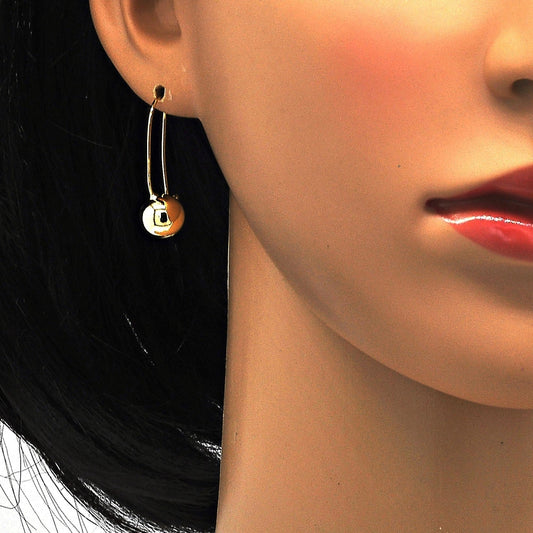 Oro Laminado Leverback Earring, Gold Filled Style Ball Design, Polished, Golden Finish
