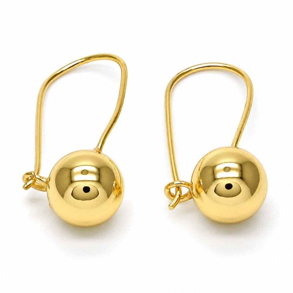 Oro Laminado Leverback Earring, Gold Filled Style Ball Design, Polished, Golden Finish