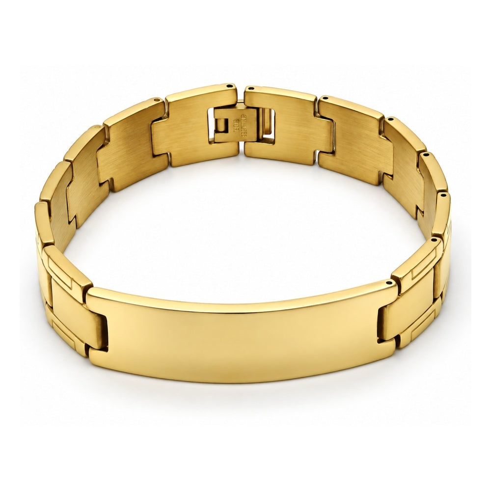 Stainless Steel Solid Bracelet, Polished, Golden Finish