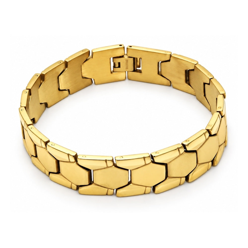 Stainless Steel Solid Bracelet, Polished, Golden Finish