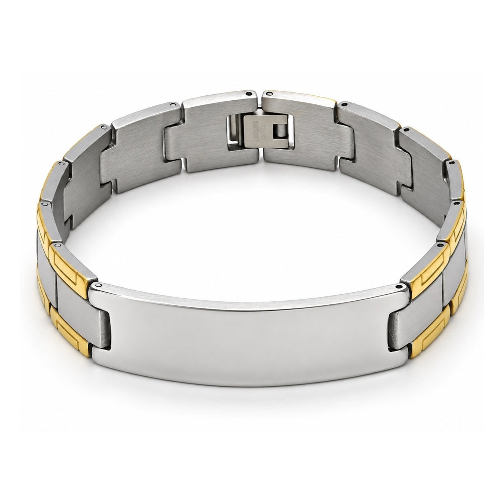 Stainless Steel Solid Bracelet, Polished, Two Tone