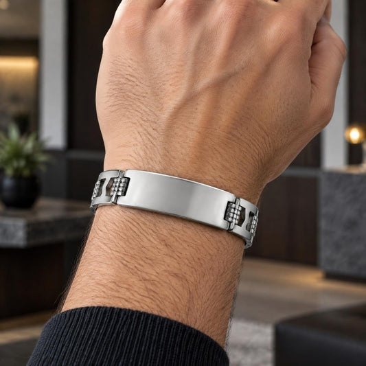 Stainless Steel Solid Bracelet, Polished, Steel Finish