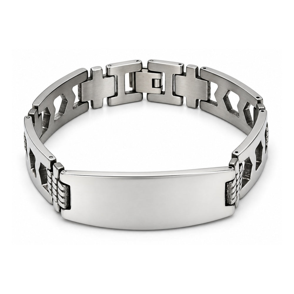 Stainless Steel Solid Bracelet, Polished, Steel Finish