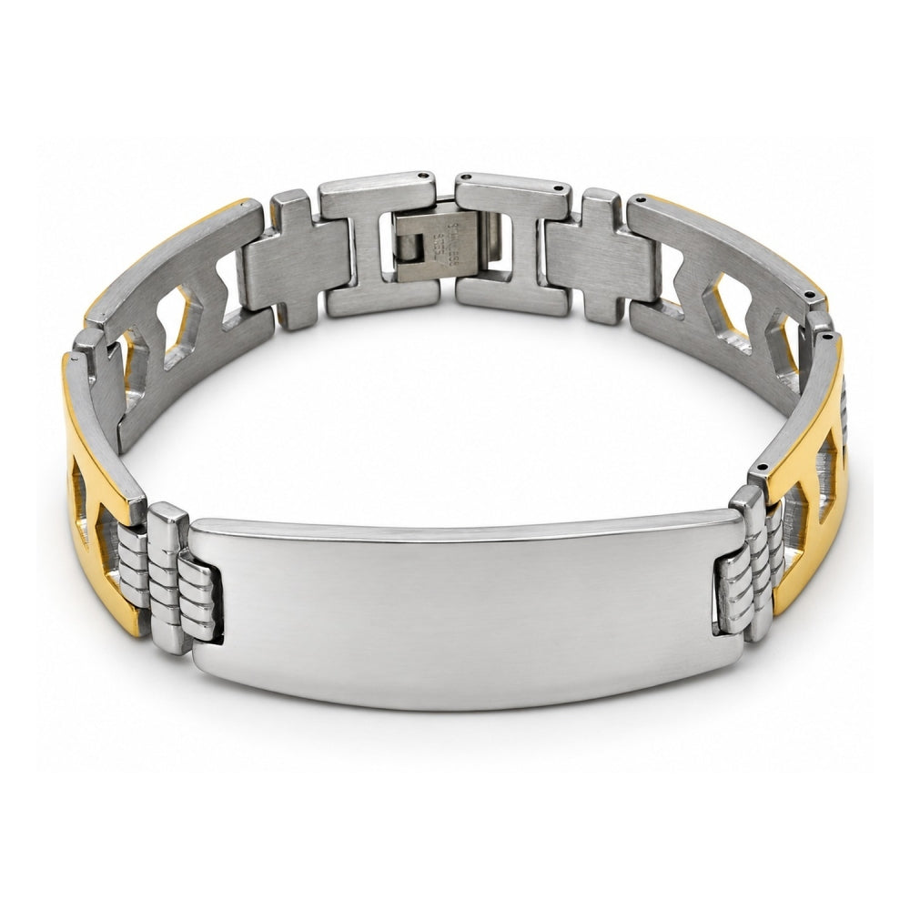 Stainless Steel Solid Bracelet, Polished, Two Tone