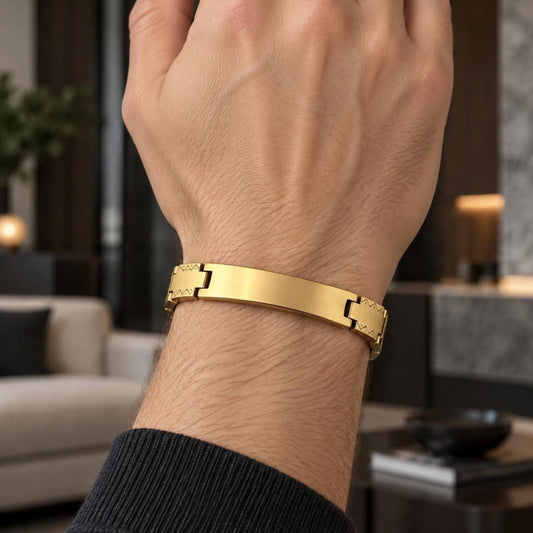 Stainless Steel Solid Bracelet, Polished, Golden Finish
