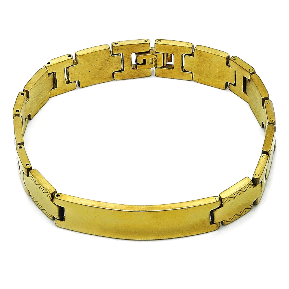Stainless Steel Solid Bracelet, Polished, Golden Finish