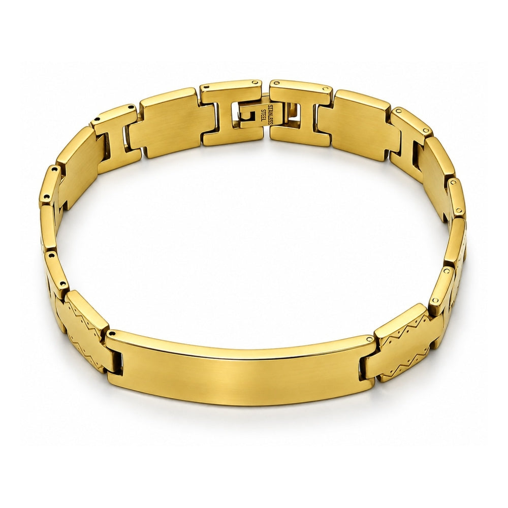 Stainless Steel Solid Bracelet, Polished, Golden Finish