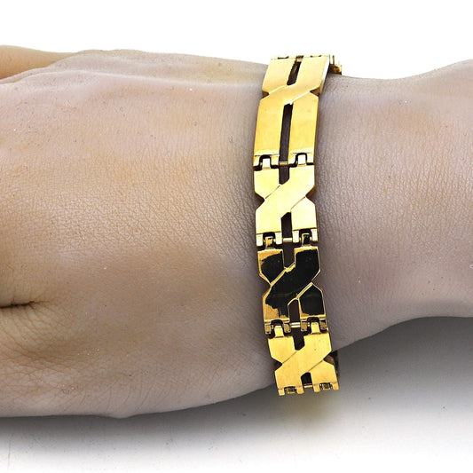 Stainless Steel Solid Bracelet, Polished, Golden Finish