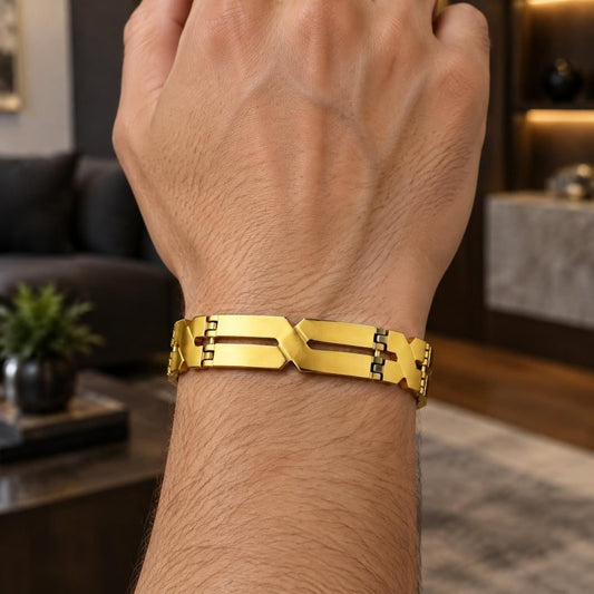 Stainless Steel Solid Bracelet, Polished, Golden Finish