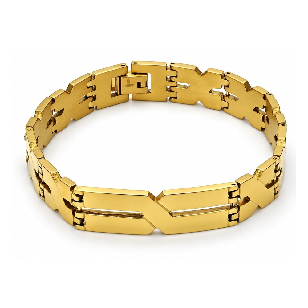 Stainless Steel Solid Bracelet, Polished, Golden Finish