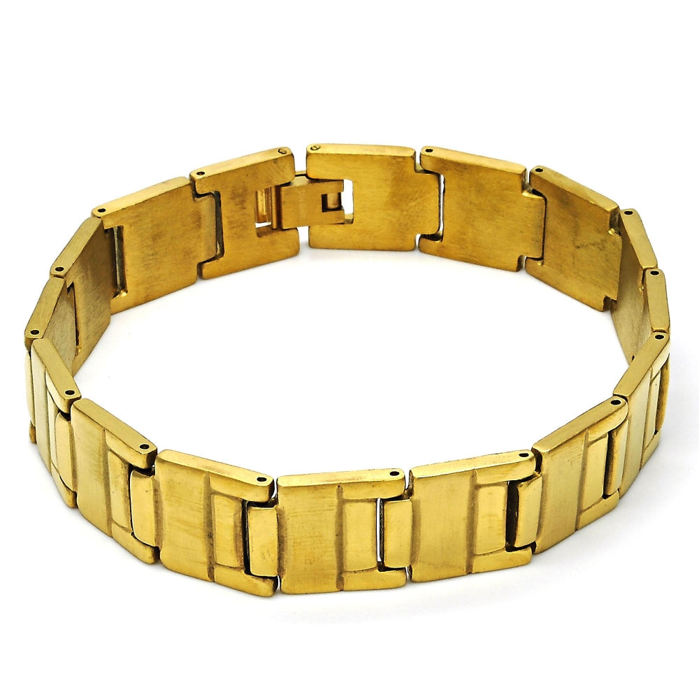 Stainless Steel Solid Bracelet, Brushed Finish, Golden Finish