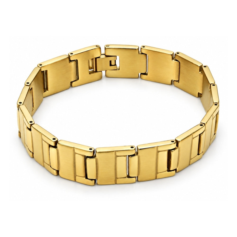 Stainless Steel Solid Bracelet, Brushed Finish, Golden Finish