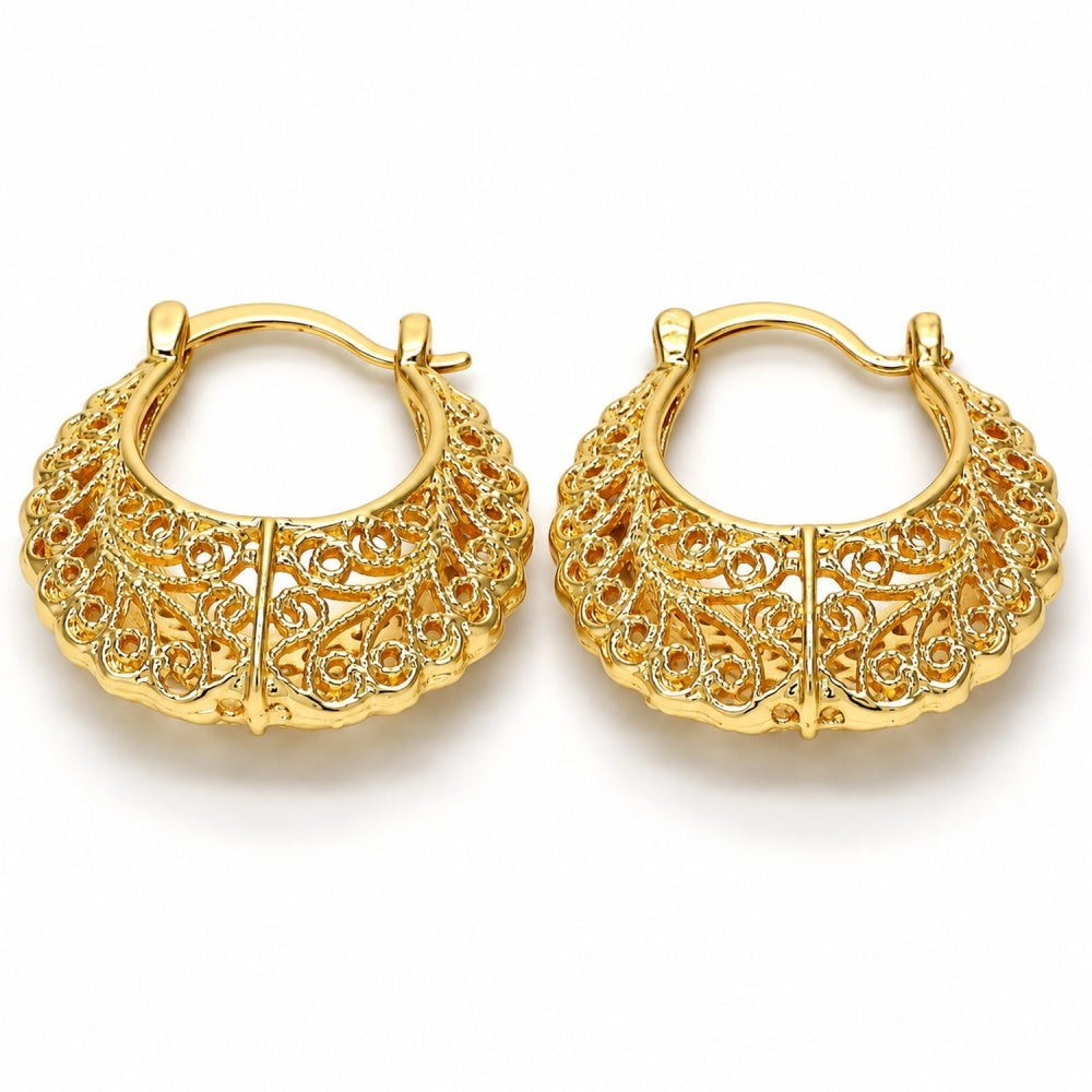 Oro Laminado Medium Hoop, Gold Filled Style Polished, Golden Finish