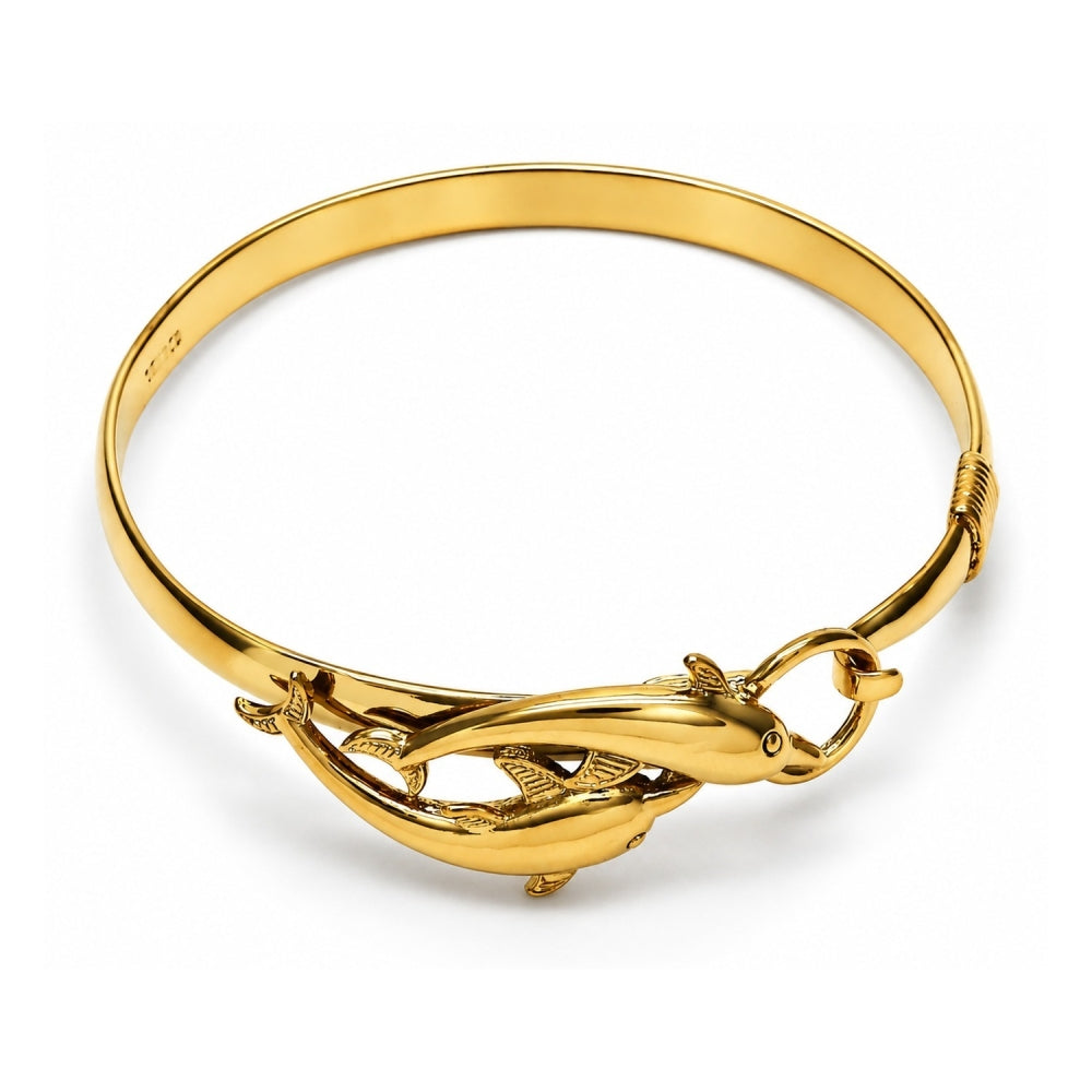 Oro Laminado Individual Bangle, Gold Filled Style Dolphin Design, Polished, Golden Finish