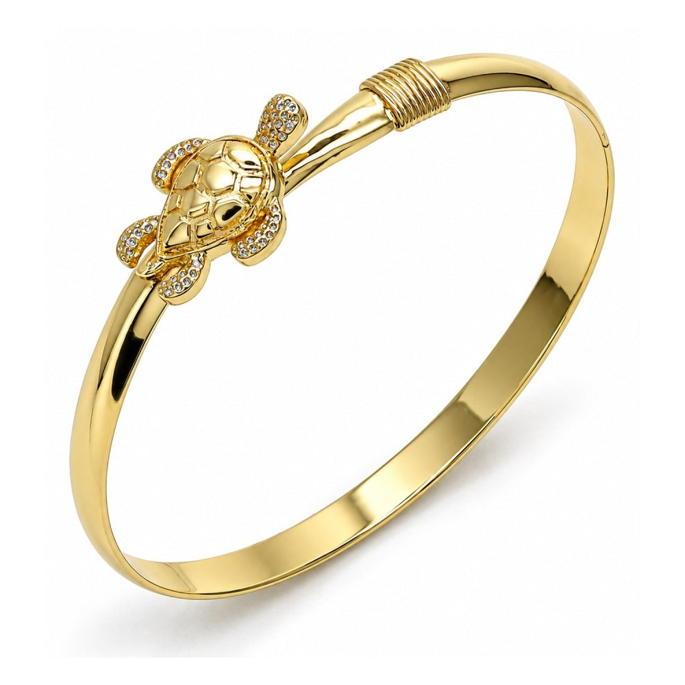Oro Laminado Individual Bangle, Gold Filled Style Turtle Design, Polished, Golden Finish