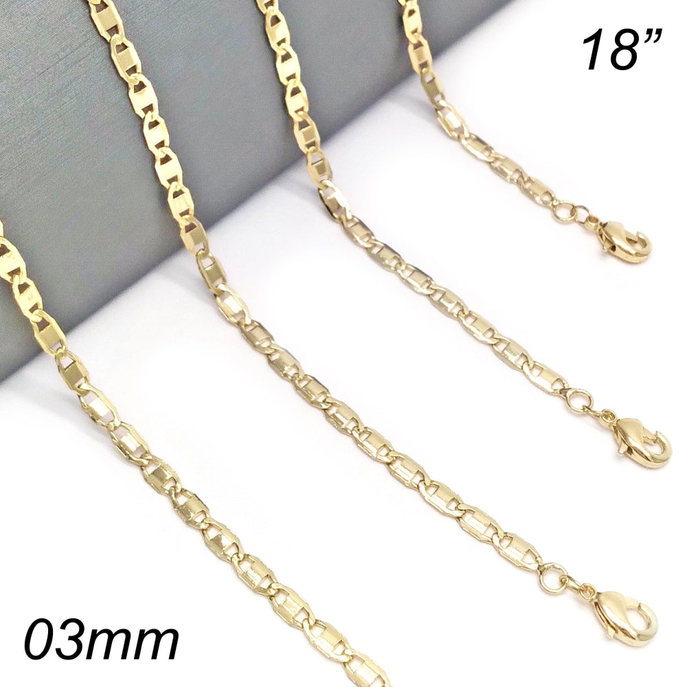 Oro Laminado Basic Necklace, Gold Filled Style Mariner Design, Polished, Golden Finish