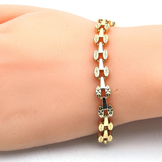 Oro Laminado Fancy Bracelet, Gold Filled Style Polished, Golden Finish