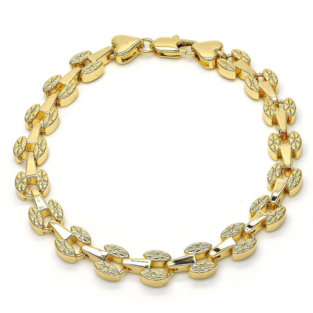Oro Laminado Fancy Bracelet, Gold Filled Style Polished, Golden Finish