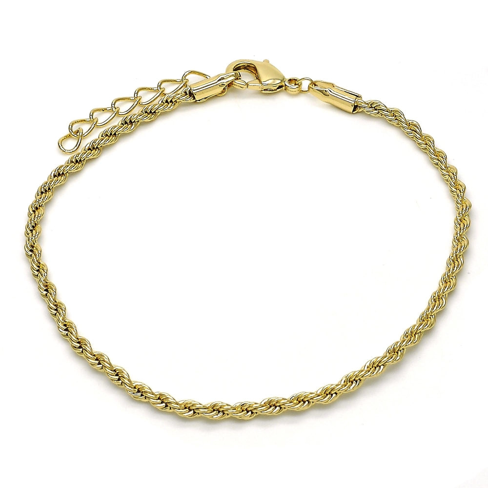Oro Laminado Basic Bracelet, Gold Filled Style Rope Design, Polished, Golden Finish