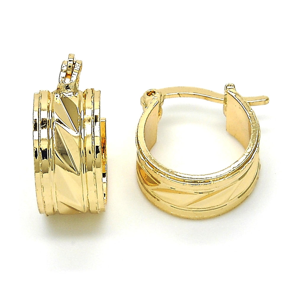 Oro Laminado Small Hoop, Gold Filled Style Diamond Cutting Finish, Golden Finish