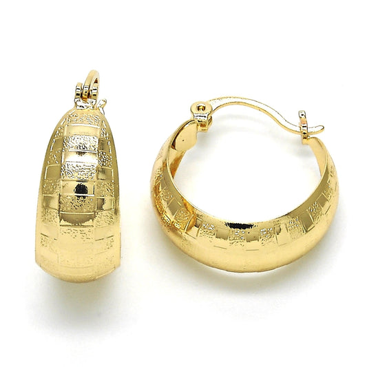 Oro Laminado Small Hoop, Gold Filled Style Matte Finish, Golden Finish