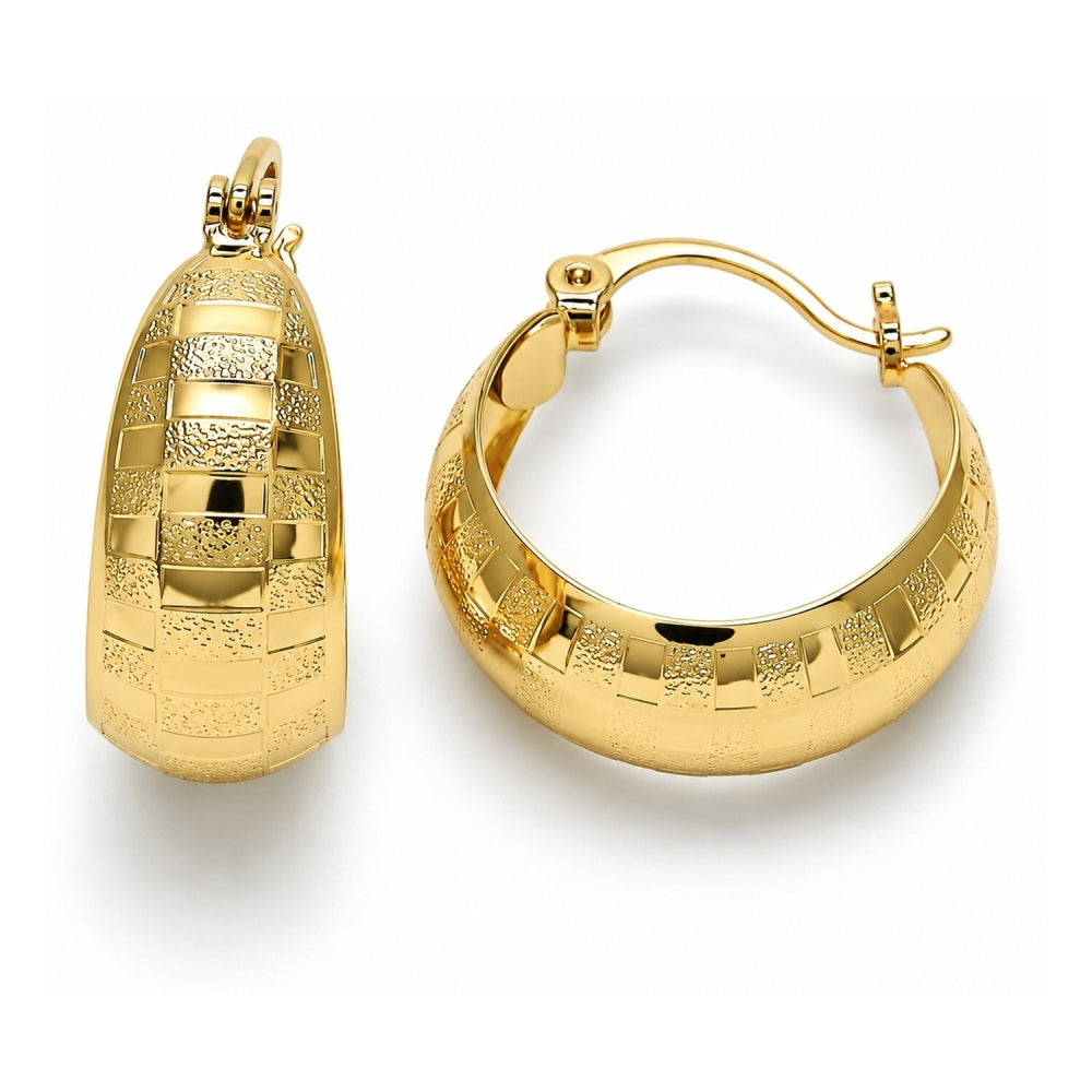 Oro Laminado Small Hoop, Gold Filled Style Matte Finish, Golden Finish
