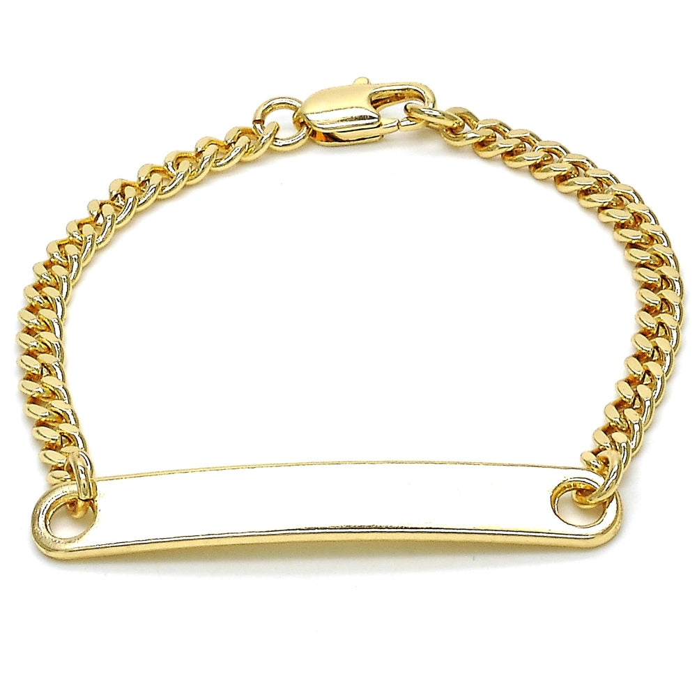 Oro Laminado ID Bracelet, Gold Filled Style Polished, Golden Finish