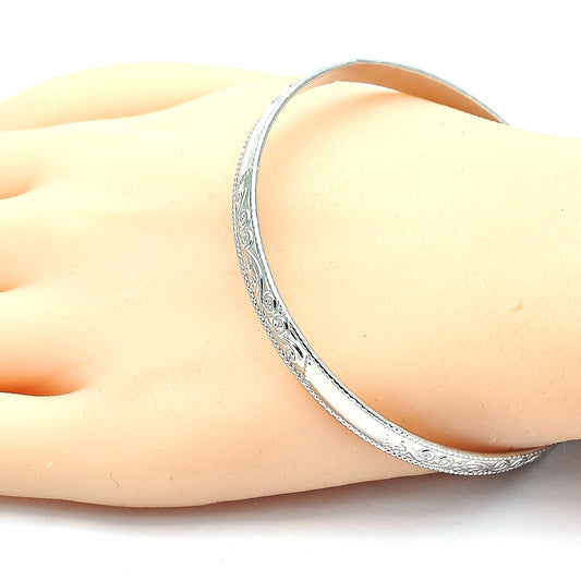 Rhodium Gold Filled Individual Bangle, Polished, Rhodium Finish
