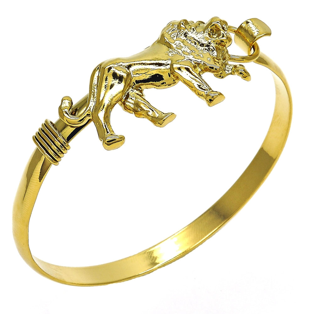 Oro Laminado Individual Bangle, Gold Filled Style Lion Design, Polished, Golden Finish
