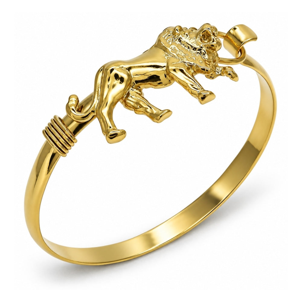 Oro Laminado Individual Bangle, Gold Filled Style Lion Design, Polished, Golden Finish