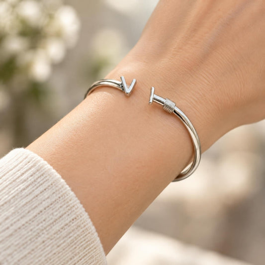 White Gold Filled Individual Bangle, Polished, Rhodium Finish