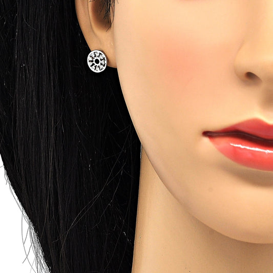 Rhodium Gold Filled Stud Earring, with White Cubic Zirconia, Polished, Rhodium Finish