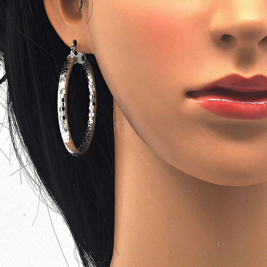 Rhodium Gold Filled Large Hoop, Polished, Rhodium Finish