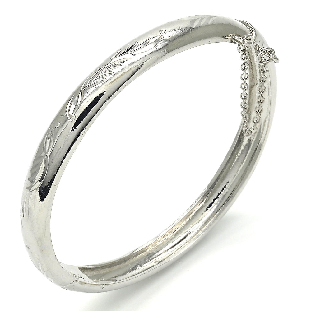 Rhodium Gold Filled Individual Bangle, Diamond Cutting Finish, Rhodium Finish