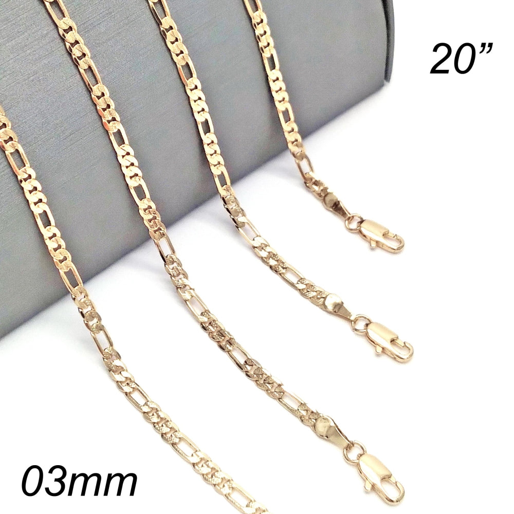 Oro Laminado Basic Necklace, Gold Filled Style Figaro Design, Polished, Golden Finish
