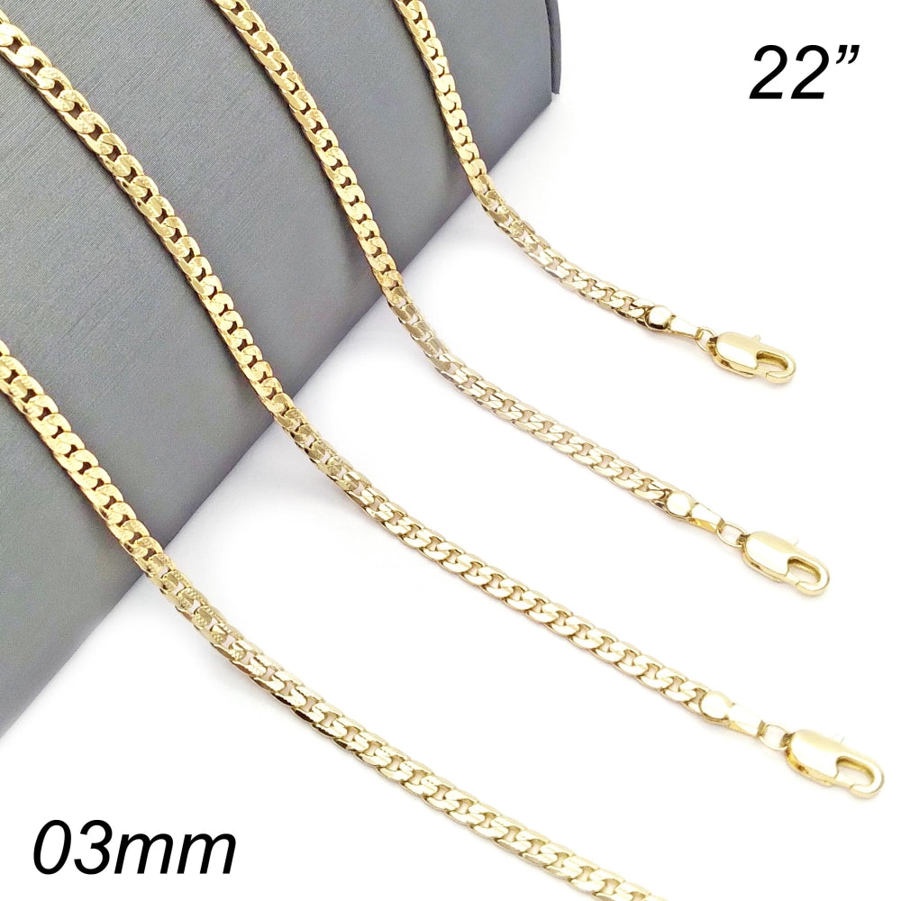 Oro Laminado Basic Necklace, Gold Filled Style Curb Design, Polished, Golden Finish