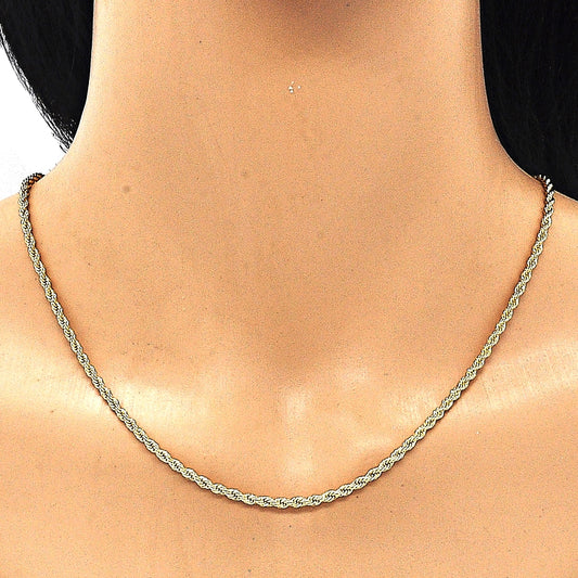 Oro Laminado Basic Necklace, Gold Filled Style Rope Design, Polished, Golden Finish