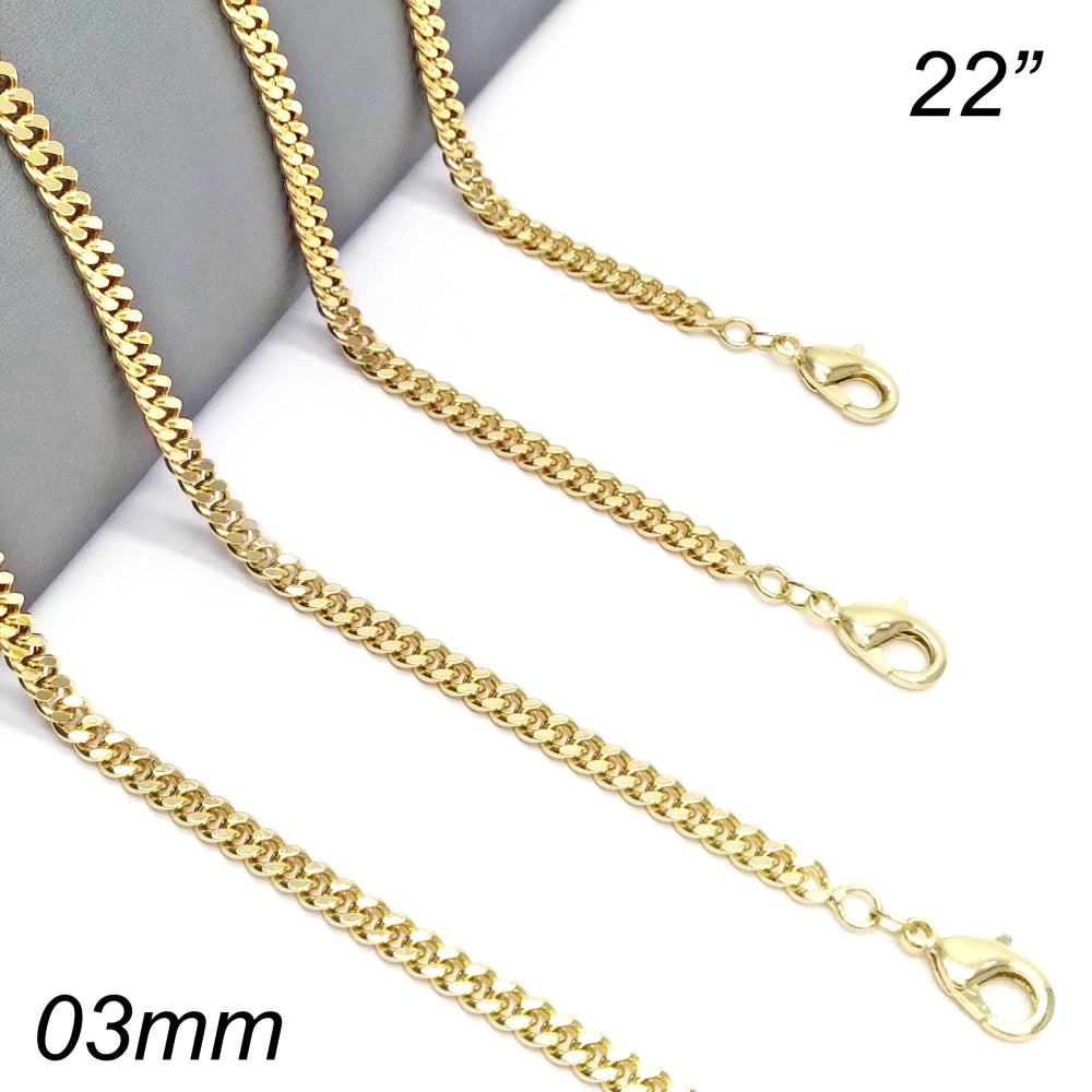 Oro Laminado Basic Necklace, Gold Filled Style Miami Cuban Design, Polished, Golden Finish