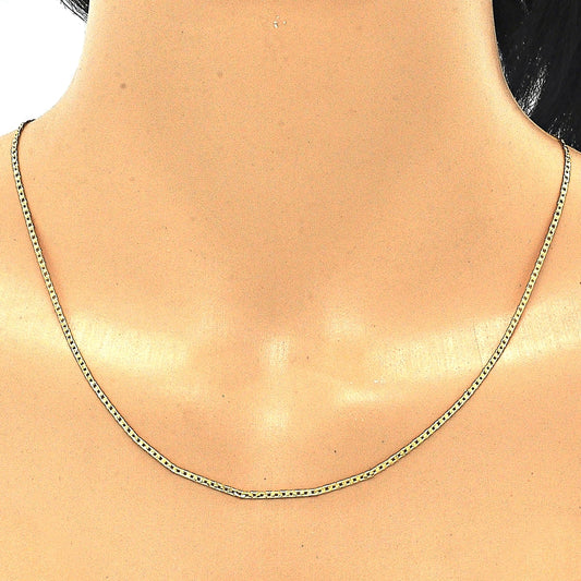 Oro Laminado Basic Necklace, Gold Filled Style Curb Design, Polished, Golden Finish