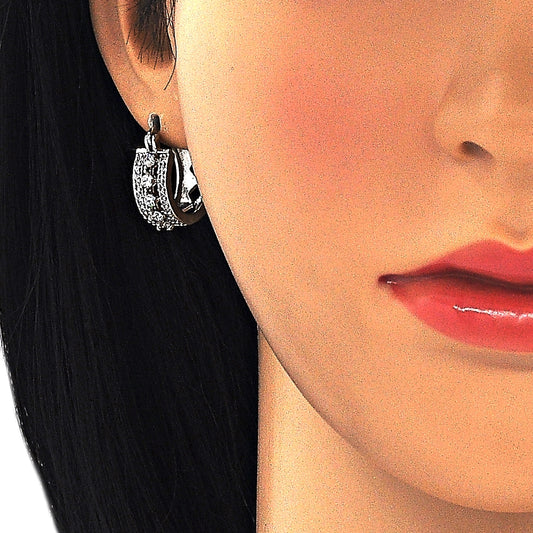 Rhodium Gold Filled Children Hoop, with White Cubic Zirconia, Polished, Rhodium Finish