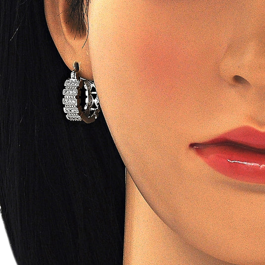 Rhodium Gold Filled Small Hoop, with White Micro Pave, Polished, Rhodium Finish
