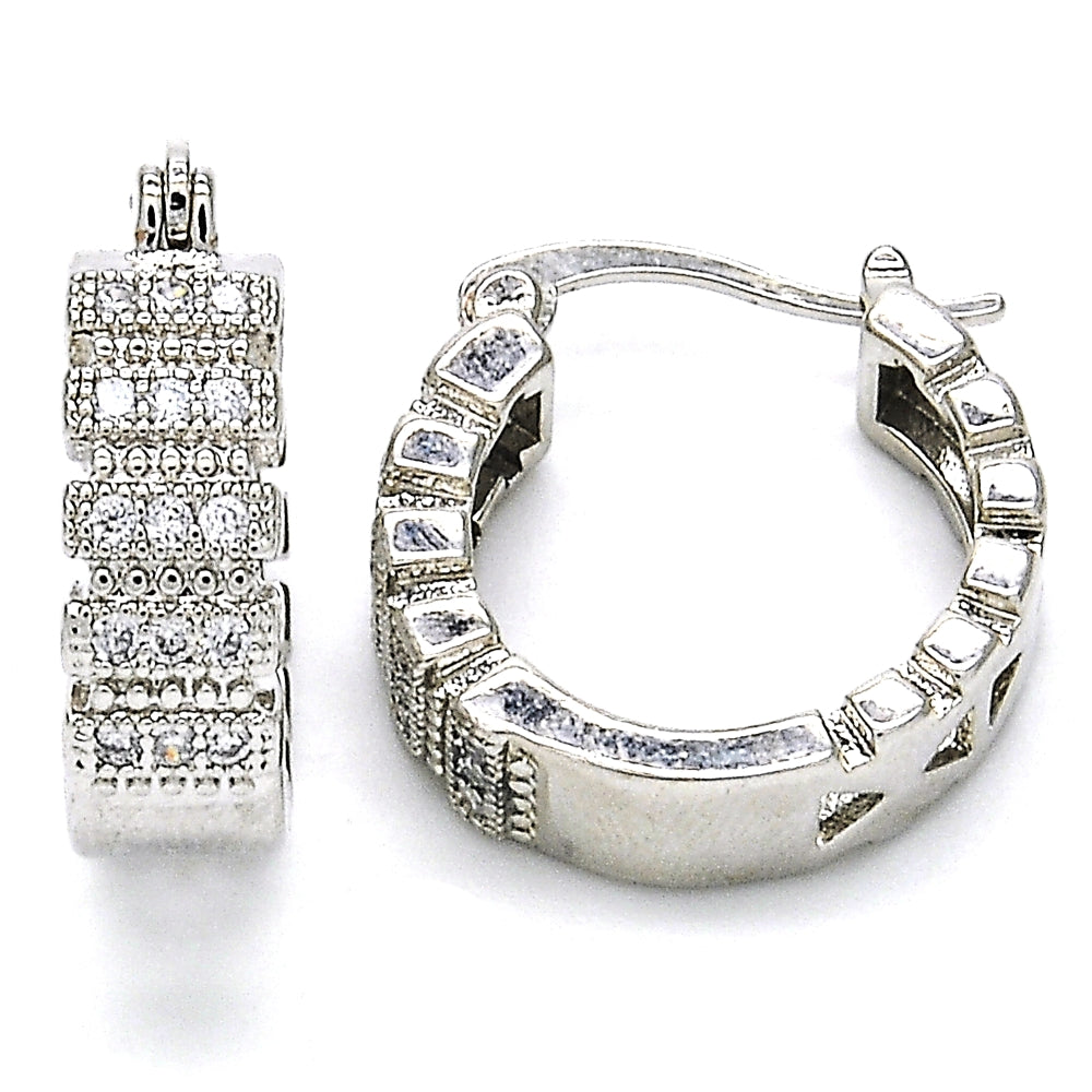 Rhodium Gold Filled Small Hoop, with White Micro Pave, Polished, Rhodium Finish