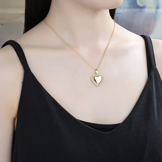 Oro Laminado Pendant Necklace, Gold Filled Style Heart Design, Polished, Golden Finish