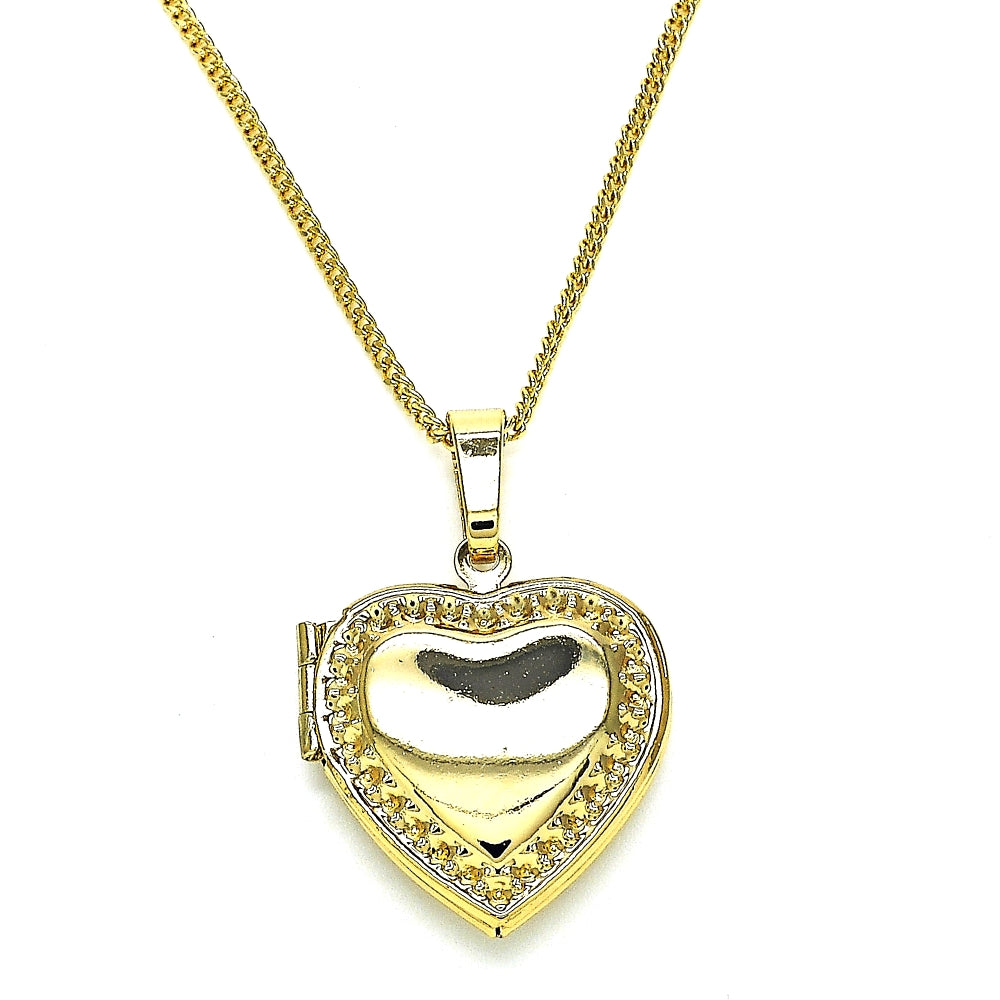 Oro Laminado Pendant Necklace, Gold Filled Style Heart Design, Polished, Golden Finish