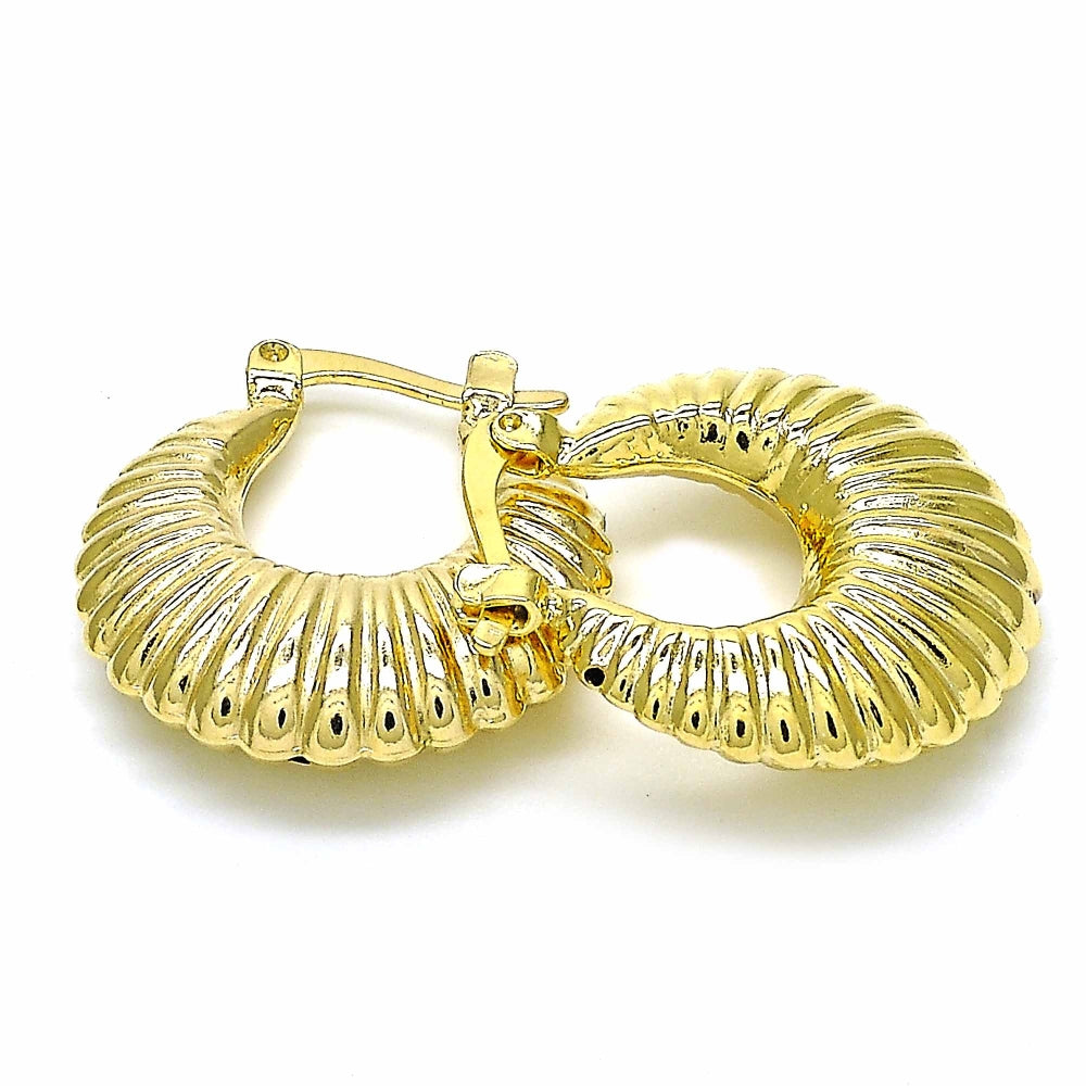 Oro Laminado Small Hoop, Gold Filled Style Hollow Design, Polished, Golden Finish