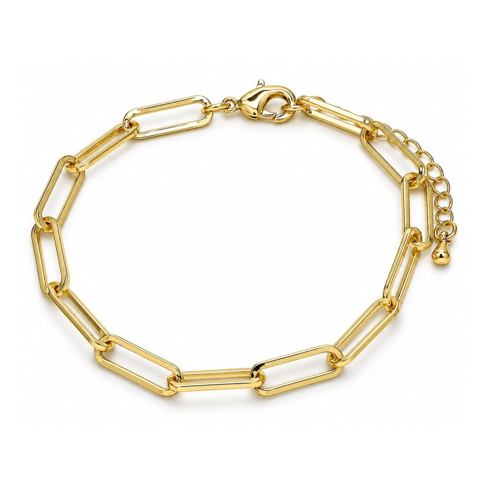 Oro Laminado Basic Bracelet, Gold Filled Style Paperclip Design, Polished, Golden Finish