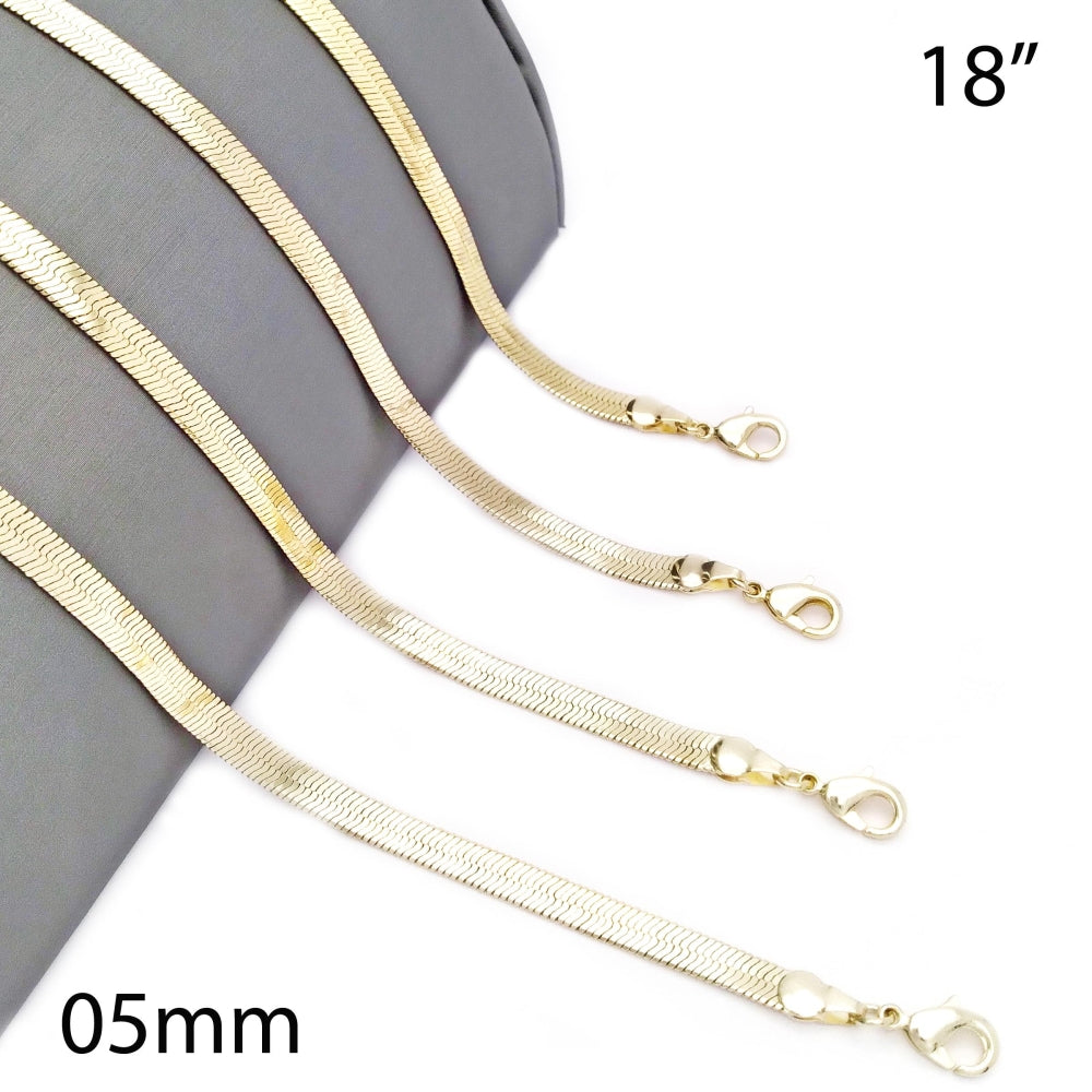 Oro Laminado Basic Necklace, Gold Filled Style Herringbone Design, Polished, Golden Finish