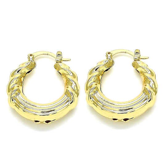 Oro Laminado Small Hoop, Gold Filled Style Hollow Design, Polished, Golden Finish