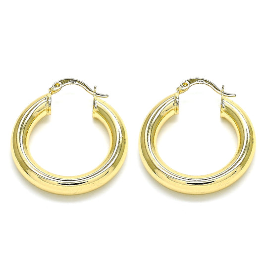 Oro Laminado Medium Hoop, Gold Filled Style Hollow Design, Polished, Golden Finish